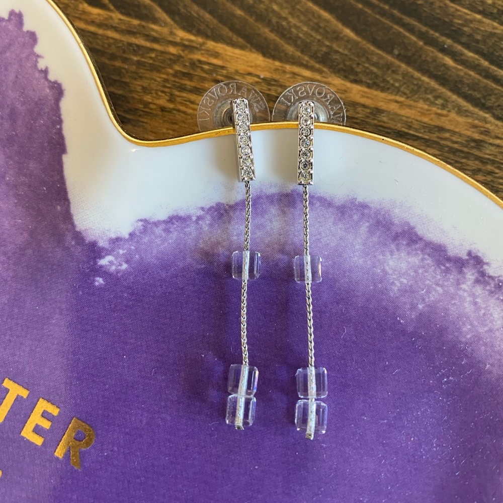 Swarovski Rhodium Plated Drop Earrings